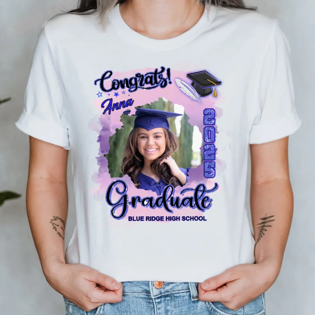 Congrats Graduate - Personalized T-Shirt, Graduation Shirt, 2025 Senior Party Uniform