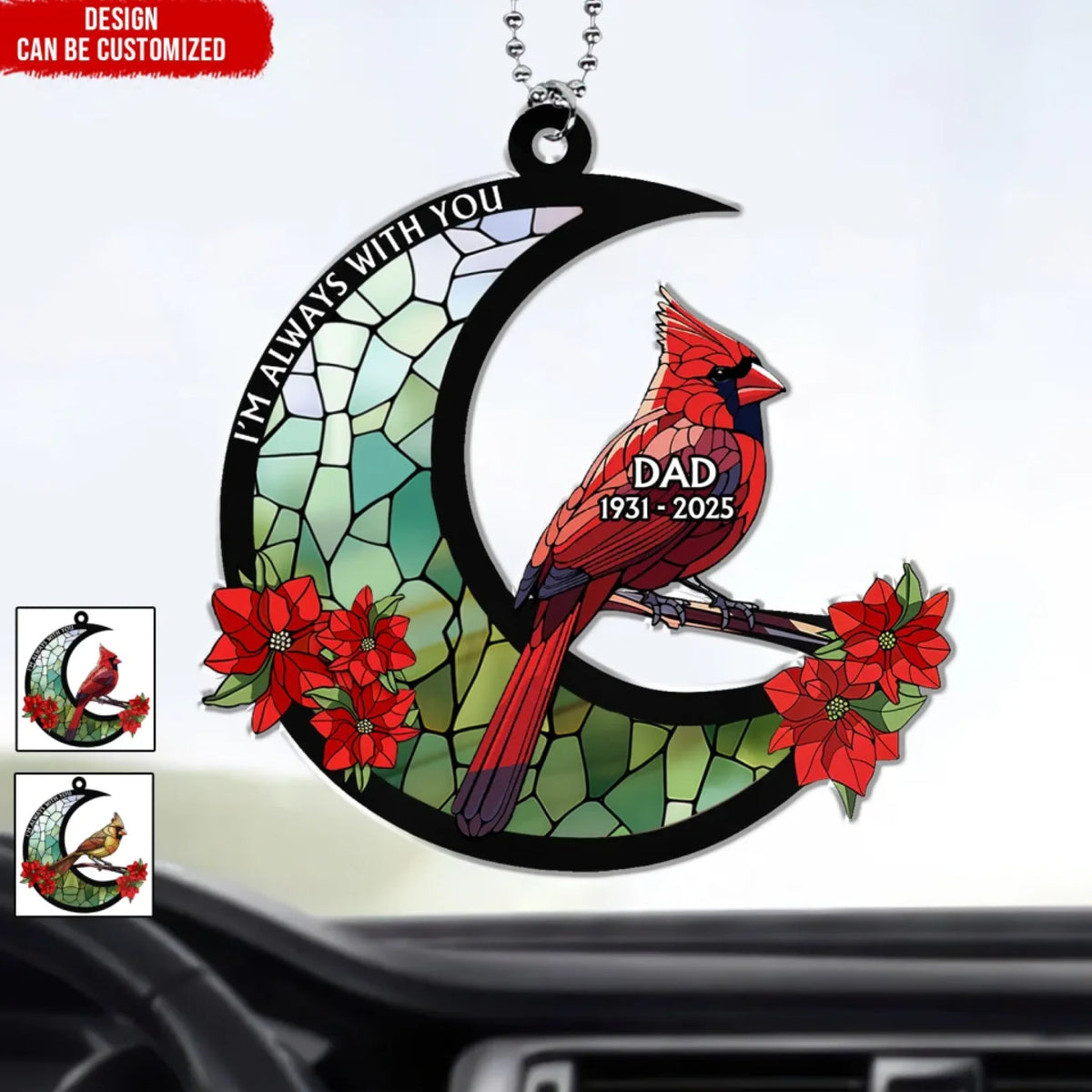 Cardinal Memorial I Am Always With You - Personalized Acrylic Car Hanger, Memorial Car Decor