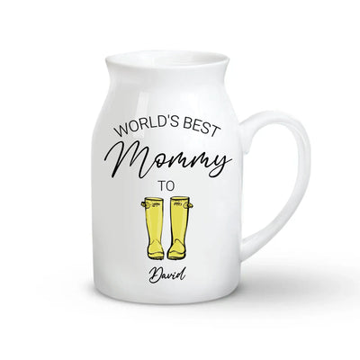 World's Best Mom - Personalized Flower Vase, Gift For Mom, Grandma, Nanny