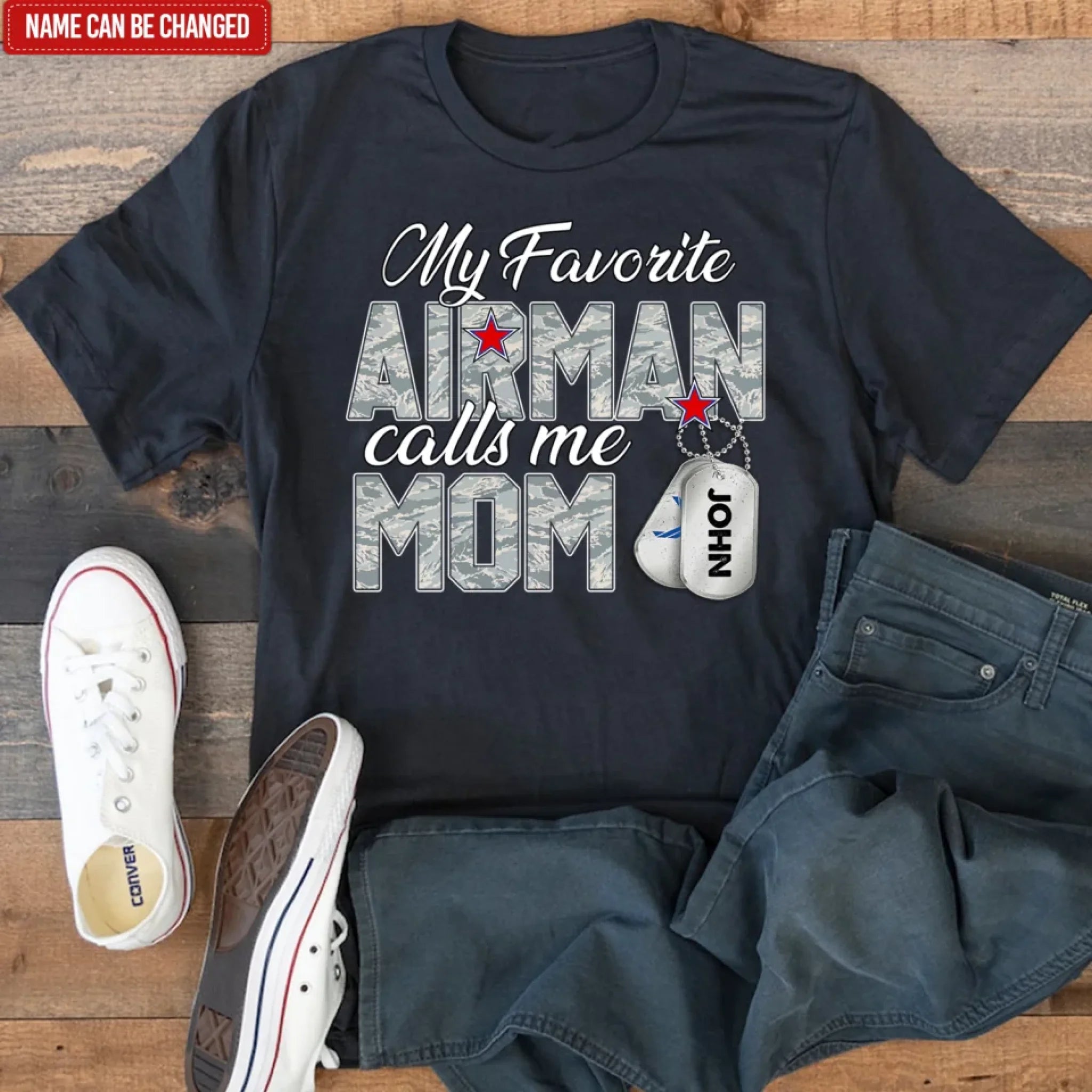 My Favorite Airman Calls Me Mom - Personalized T-Shirt, Proud Air Force Family Shirt