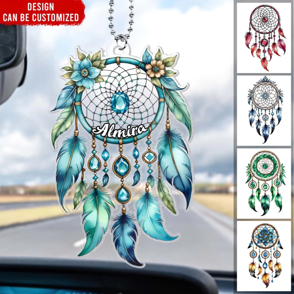 Zodiac Birthstone Dreamcatcher - Personalized Acrylic Car Hanger, Zodiac Car Hanger, Car Decor
