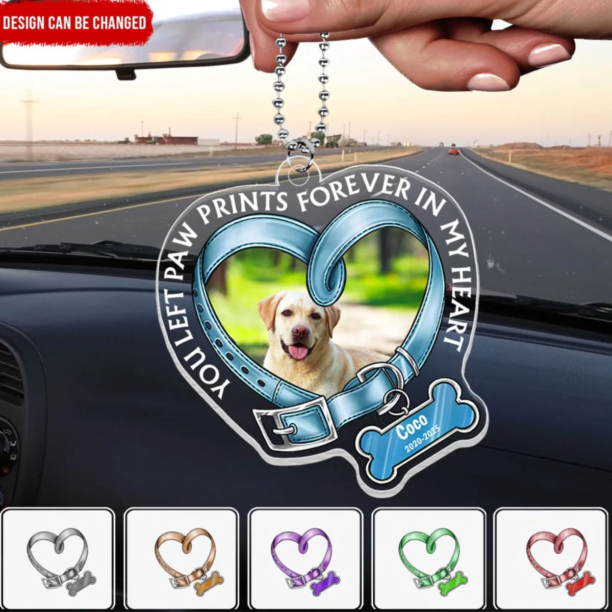 Custom You Left Paw Prints Forever In My Heart - Personalized Acrylic Car Hanger, Memorial Gift For Loss Of Pet