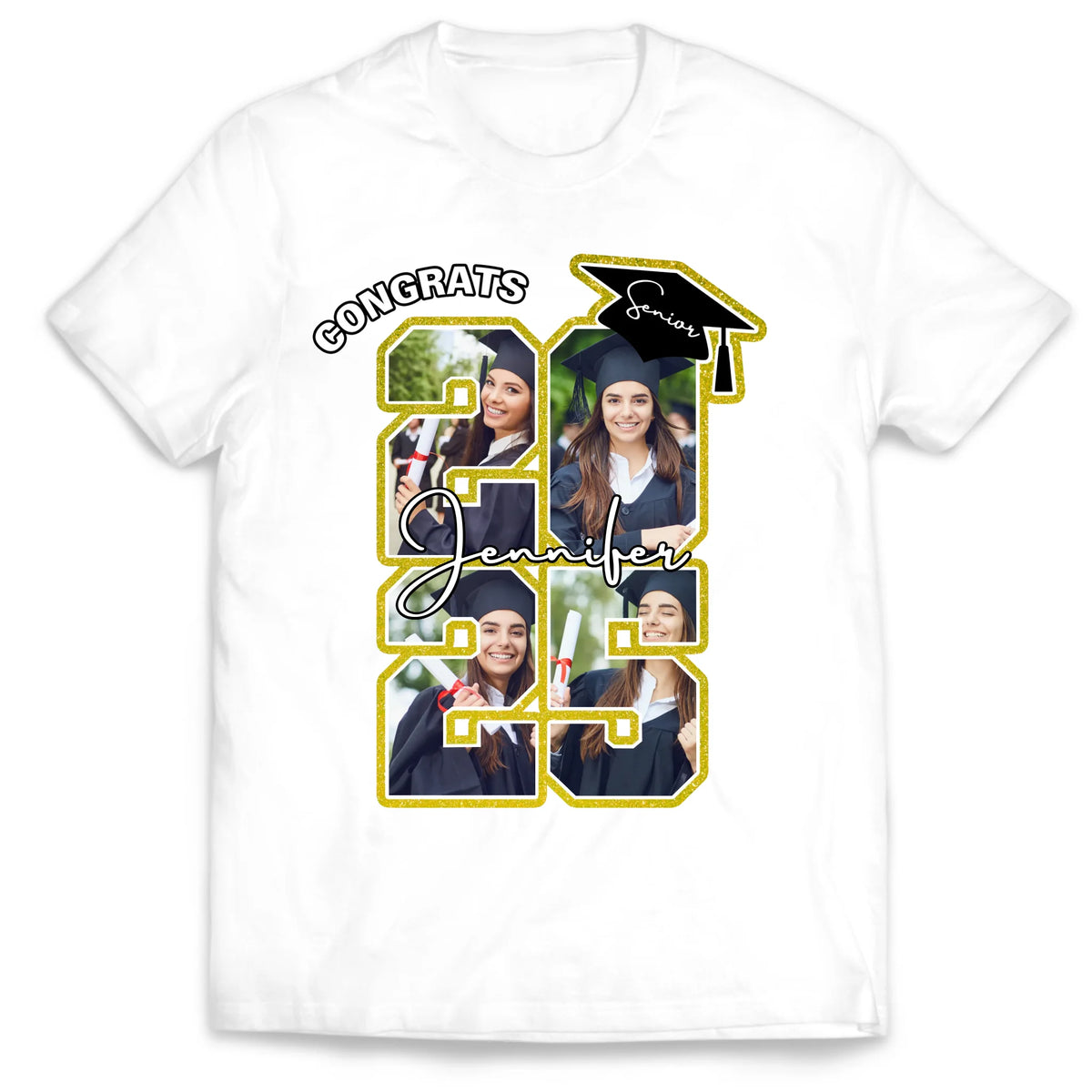 Congrats 2025 Senior - Personalized T-Shirt, Graduation Gift, Grad Party Uniform