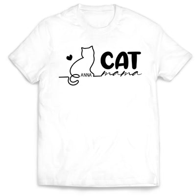 Cat Mama - Personalized T-shirt, Gift for Cat Mom, Mother's Day Gift, Cat Lover's Gift