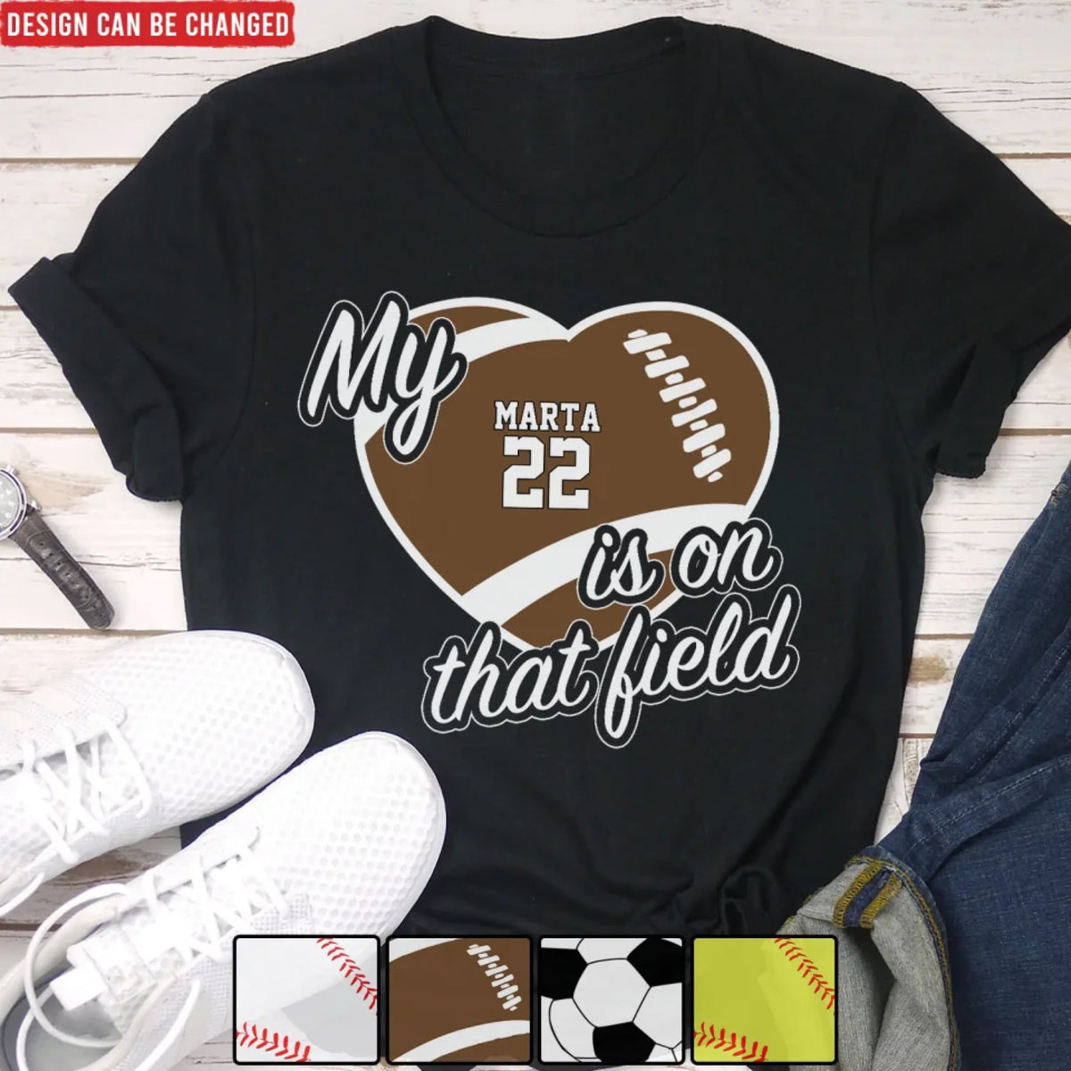 My Heart Is On That Field - Personalized T-Shirt, Gift For Sport Mom, Grandma