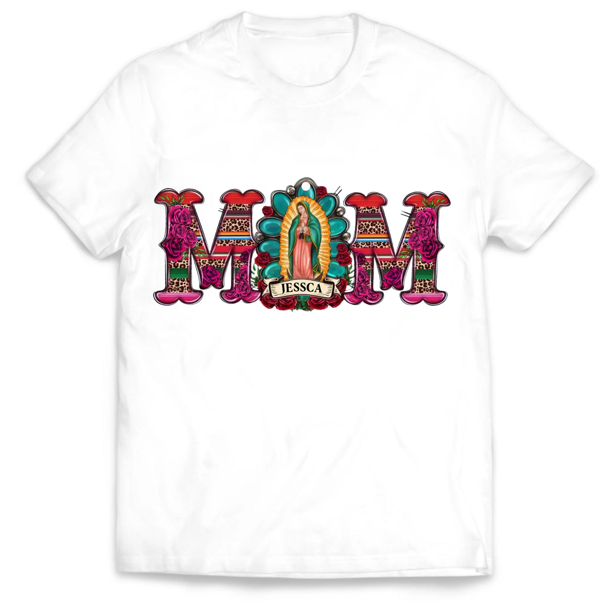 Mexican Mom with Virgen de Guadalupe - Personalized T-shirt , Mother's Day Gift