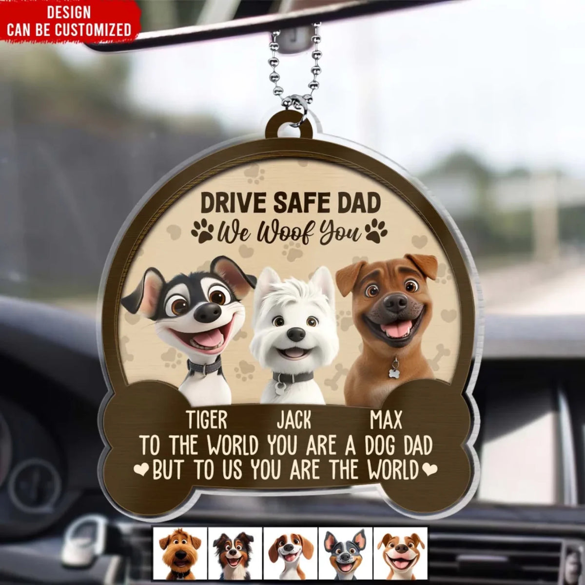 To The World You Are A Dog Mom But To Me You Are The World - Personalized Acrylic Car Hanger, Gift for Dog Mom/Dog Dad