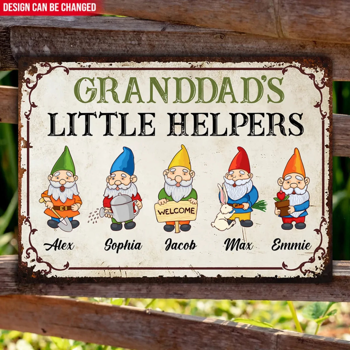 Granddad's Little Helpers - Personalized Metal Sign, Grandpa's Garden Decoration, Gift for Grandpa/Dad