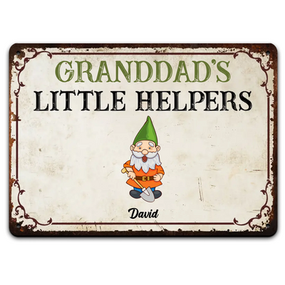 Granddad's Little Helpers - Personalized Metal Sign, Grandpa's Garden Decoration, Gift for Grandpa/Dad