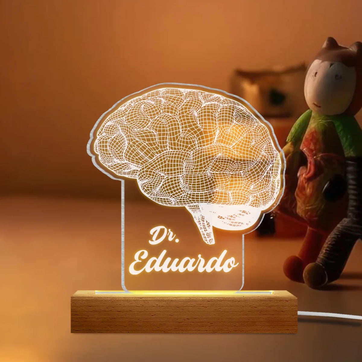 Brain Science - Personalized Acrylic Night Light, Perfect for Science Students, Science Lovers Gifts