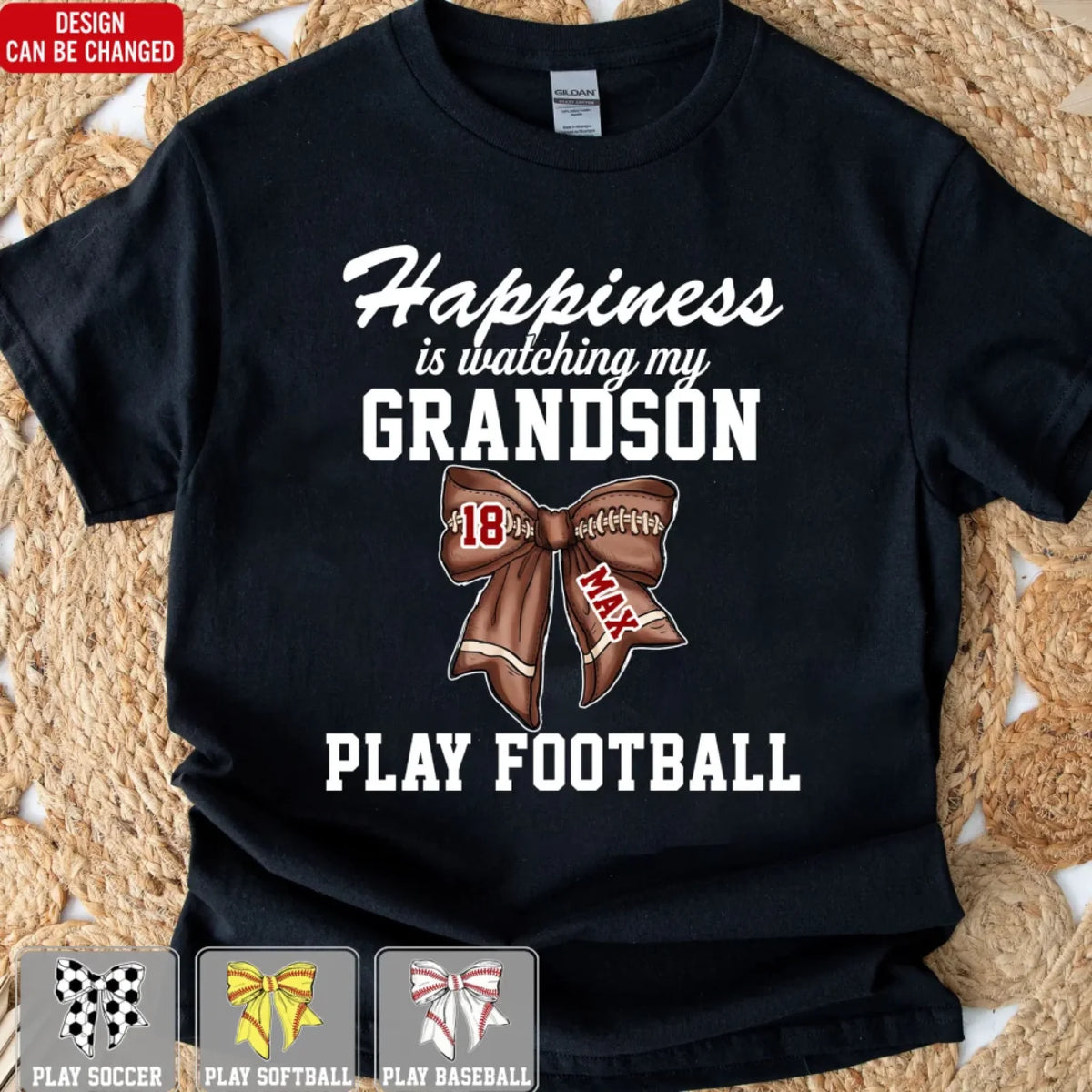 Happiness Is Watching My Kid Play - Personalized T-Shirt, Football, Softball, Baseball Shirt