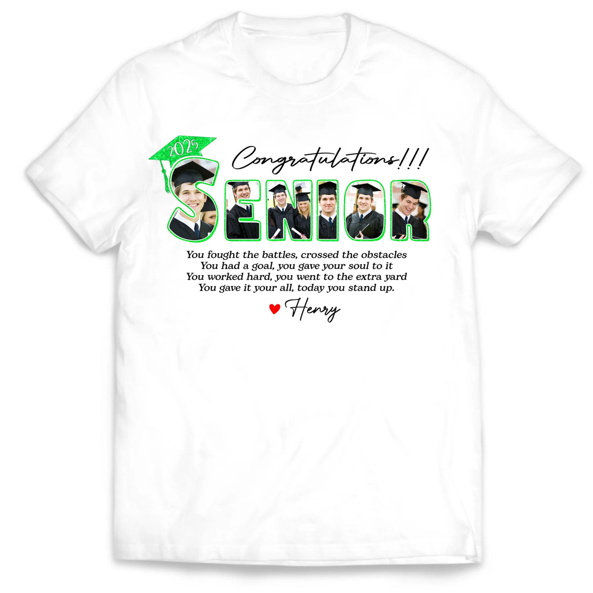 You Gave It Your All, Today You Stand Up - Personalized T-Shirt, Graduation Party Shirt, 2025 Senior Grad Gift