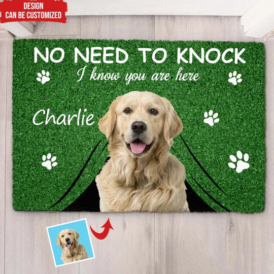 No Need To Knock We Know You Are Here - Personalized Doormat, Gift For Dog Lover, Doormat,dog,outdoor doormats,welcome mat,custom doormats,front doormat,funny doormats,gifts for dog lovers,personalized tumbler,dog