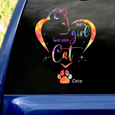 Just A Girl Who Loves Cats - Personalized Decal, Gift For Cat lover