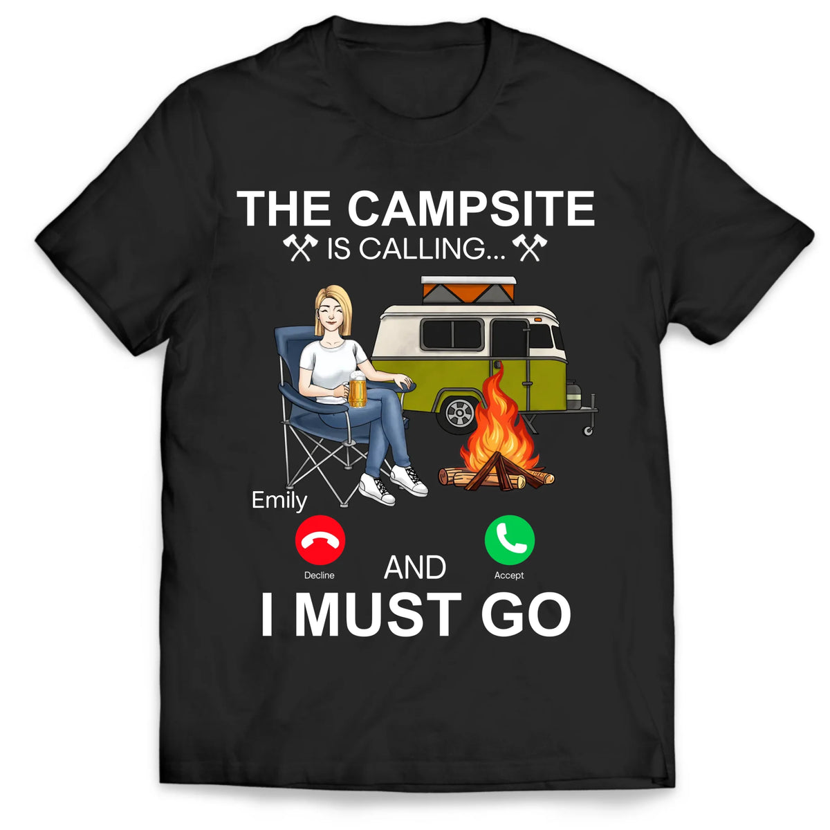 The Campsite Is Calling... And I Must Go - Personalized T-Shirt, Gift for Camper, Camping Lover Gift