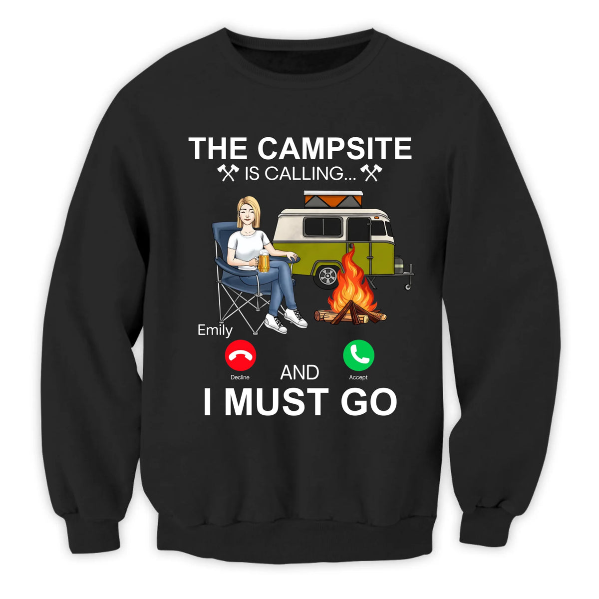 The Campsite Is Calling... And I Must Go - Personalized T-Shirt, Gift for Camper, Camping Lover Gift