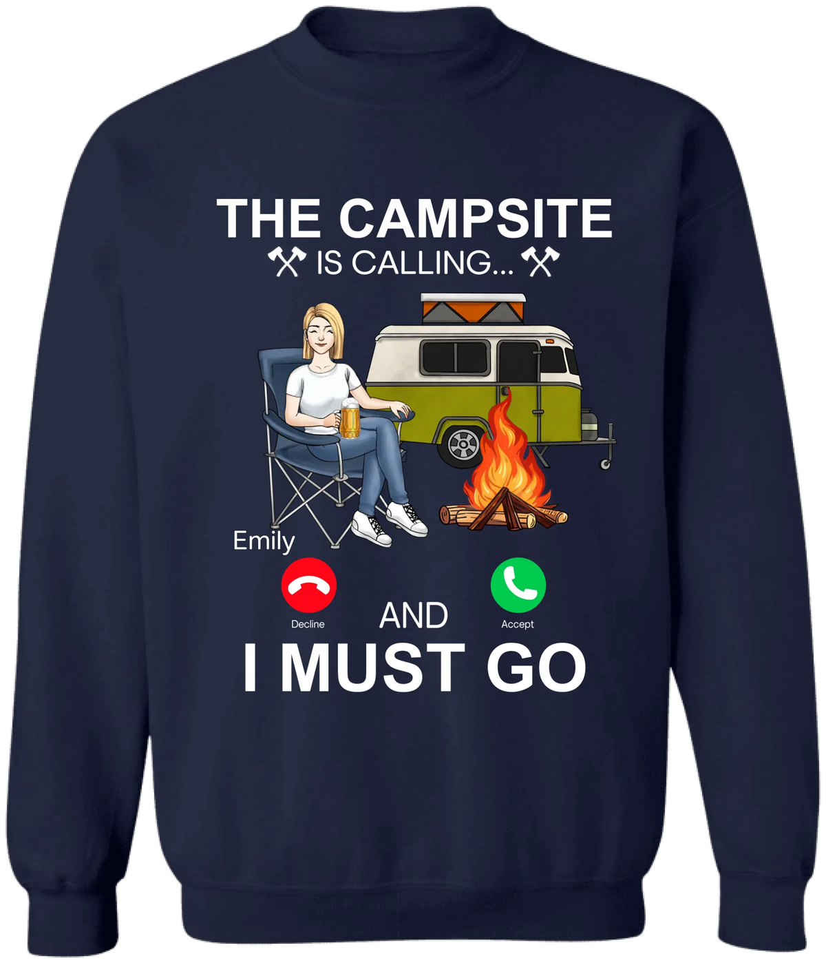 The Campsite Is Calling... And I Must Go - Personalized T-Shirt, Gift for Camper, Camping Lover Gift