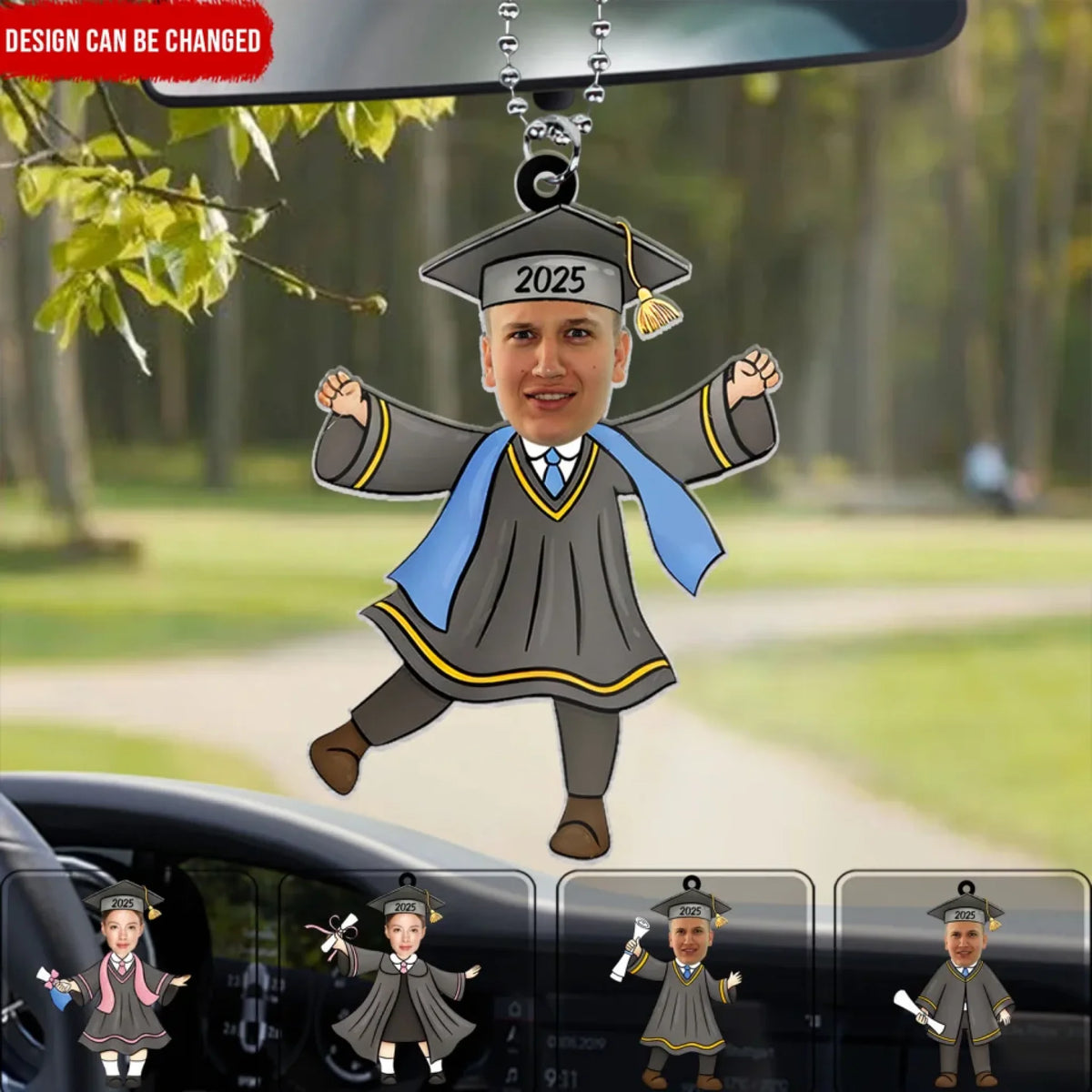 Cute Graduate 2025 - Personalized Acrylic Car Hanger, Graduation Funny Gift, Custom Face Graduate 2025 Gift