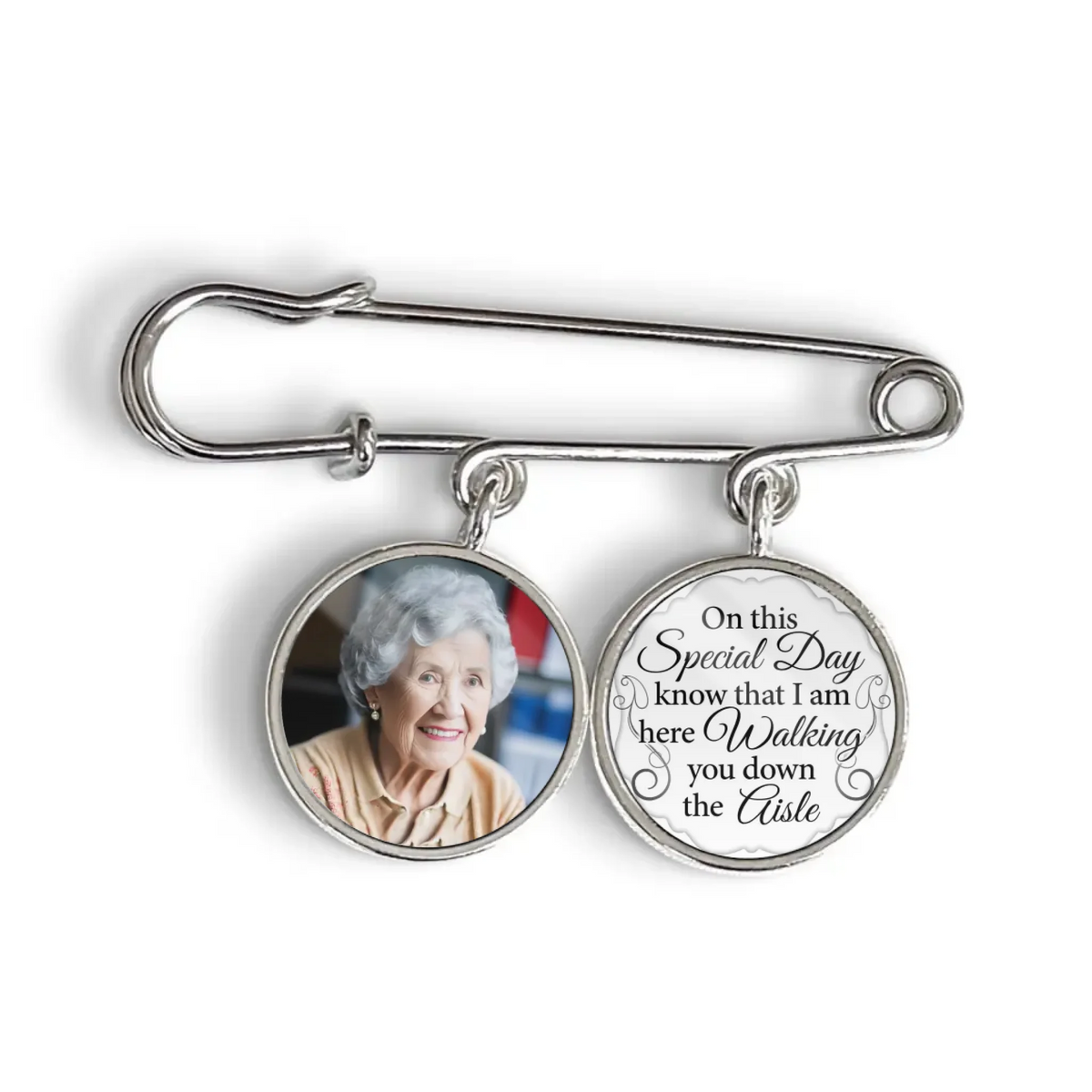 On This Special Day - Personalized Lapel Pin, Memorial Gift On Wedding Day, Remembrance Bride Gift, Memorial Photo Charm