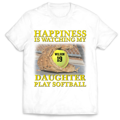Happiness Is Watching My Granddaughter Play Softball Softball Grandma - Personalized T-Shirt, Gift For Softball Mom/ Grandma