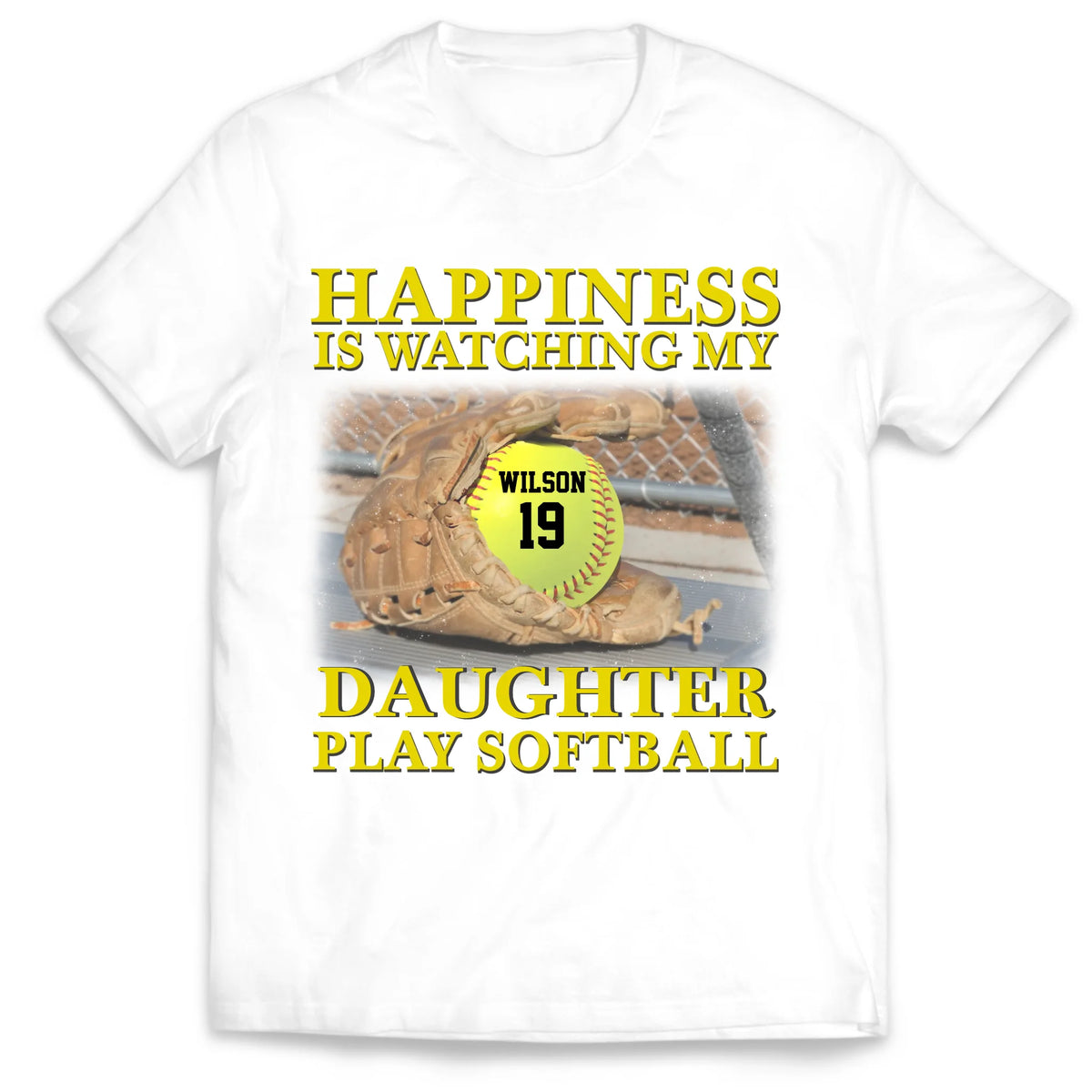 Happiness Is Watching My Granddaughter Play Softball Softball Grandma - Personalized T-Shirt, Gift For Softball Mom/ Grandma