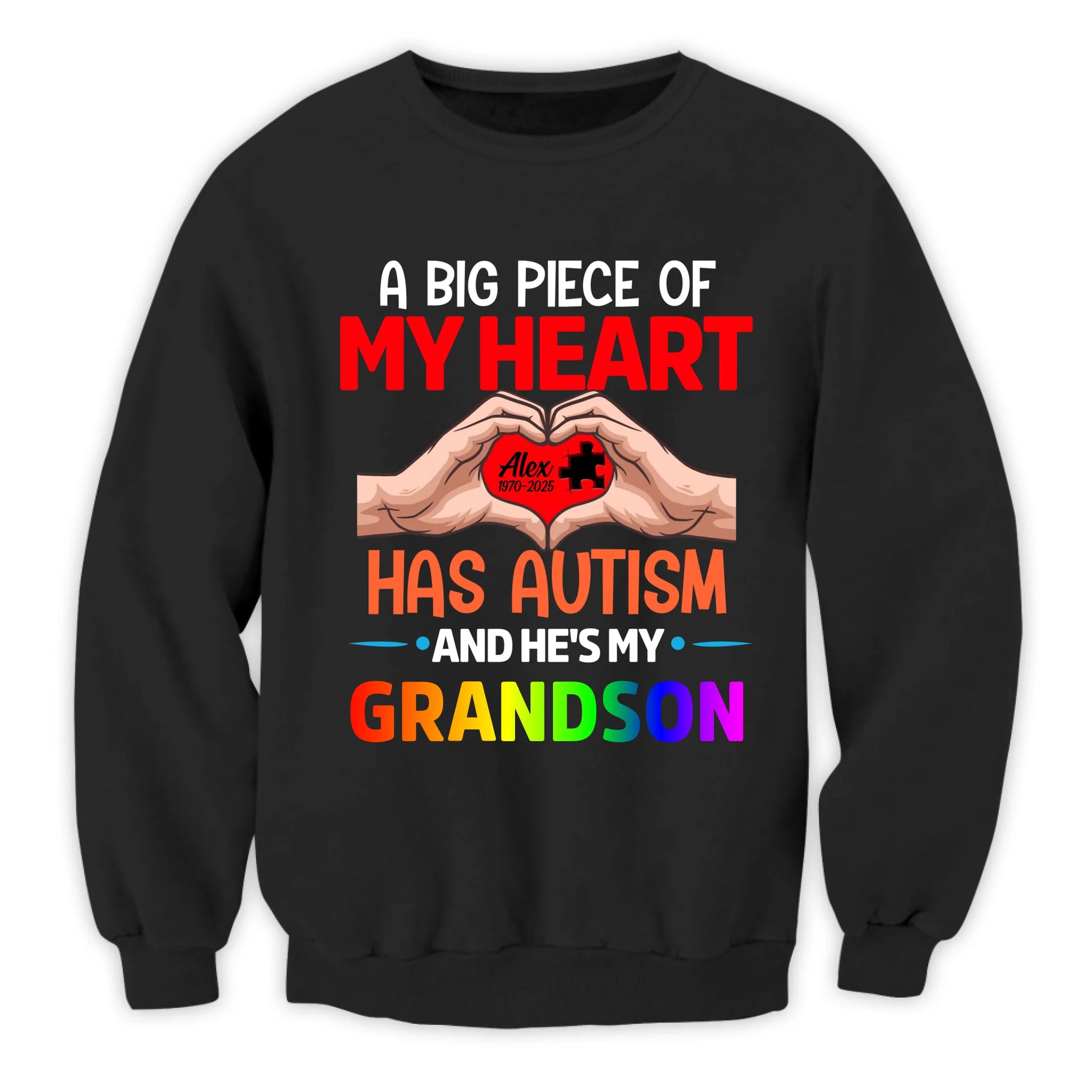 A Big Piece Of My Heart Has Autism And He Is My Grandson - Personalized T-Shirt, Memorial Gift For Autism
