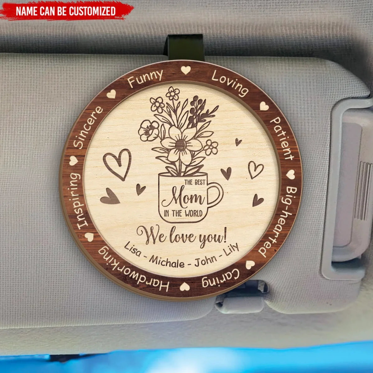 The Best Mom In The World - Personalized Car Visor Clip, Gift for Mom, Mother's Day Gift