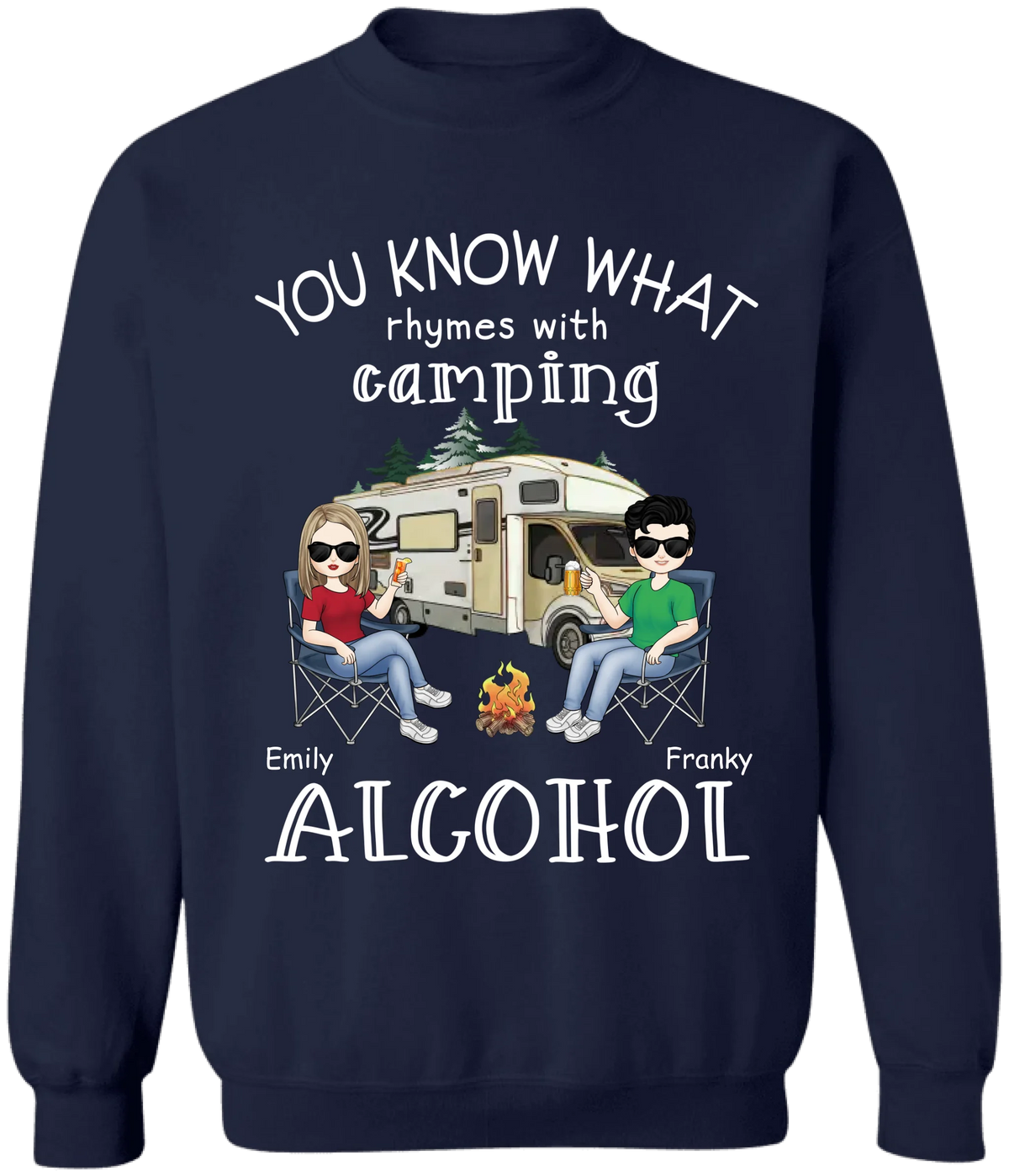You Know What Rhymes With Camping Alcohol - Personalized T-Shirt, Camping Shirt, Gift For Camping Lovers
