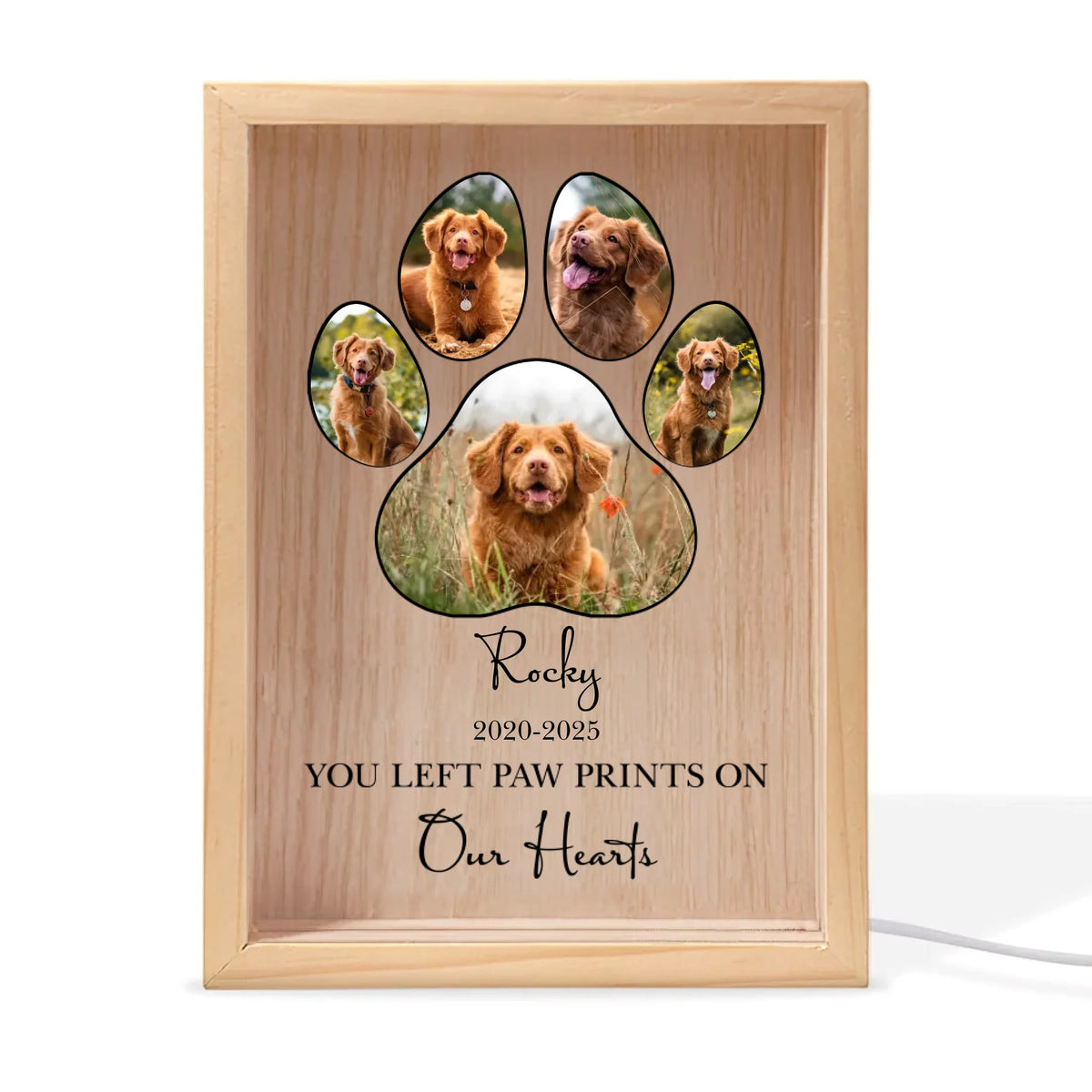 You Left Paw Prints On My Heart Forever - Personalized Frame Light Box, Memorial Gift For Loss Of Pet