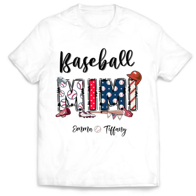 Sports Baseball Grandma - Personalized T-Shirt, Custom Kid's Name, Sport Gift for Grandma, Mom