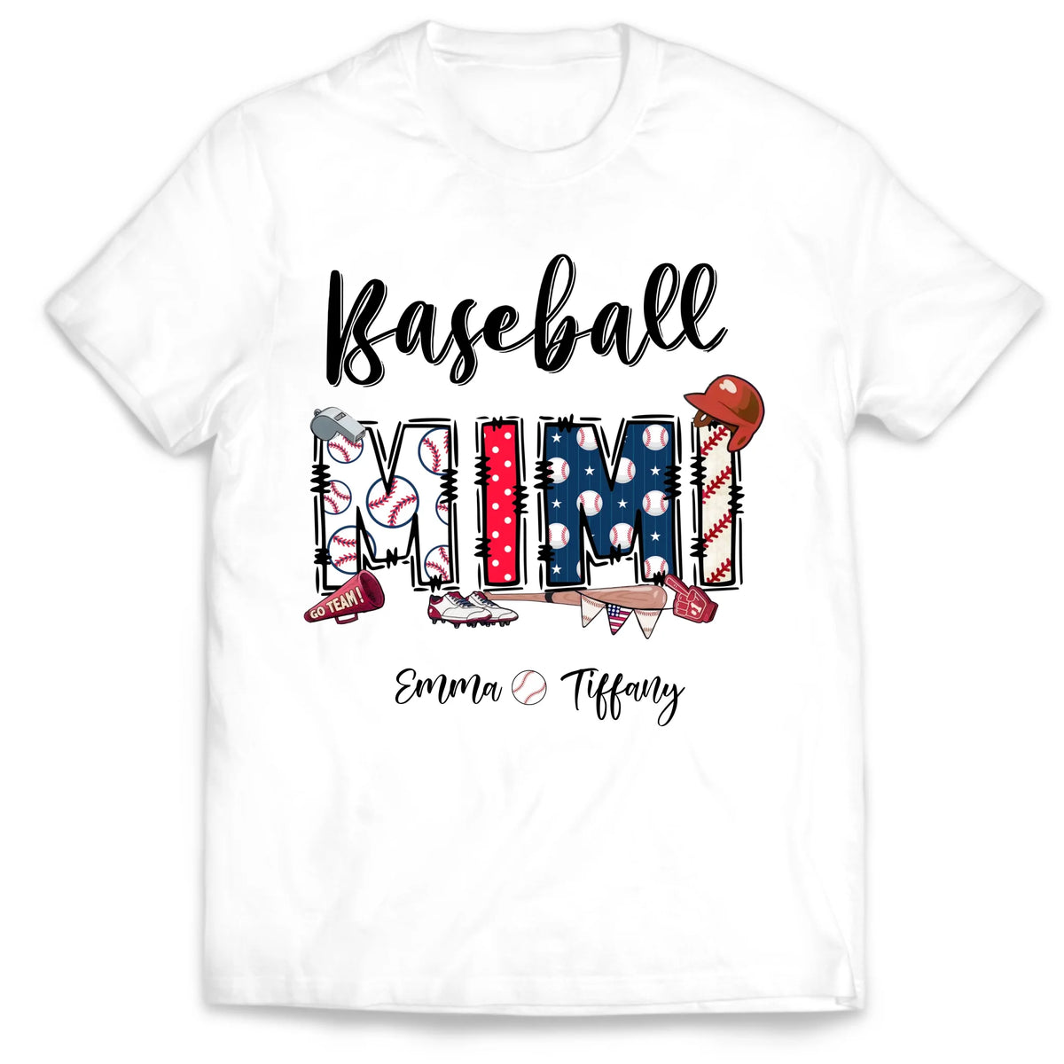 Sports Baseball Grandma - Personalized T-Shirt, Custom Kid's Name, Sport Gift for Grandma, Mom