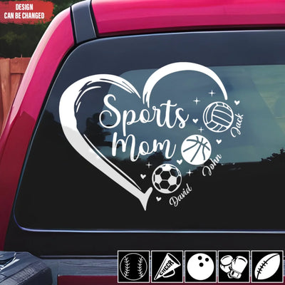 Sports Mom Heart - Personalized Decal, Gift for Sport Mom/Grandma, Mother's Day Gift