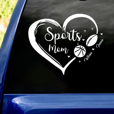 Sports Mom Heart - Personalized Decal, Gift for Sport Mom/Grandma, Mother's Day Gift