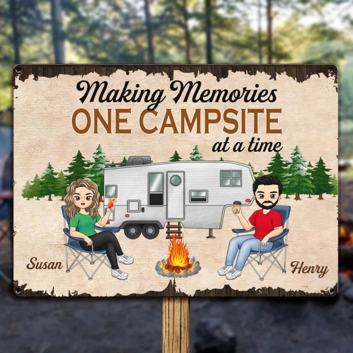 Making Memories One Campsite At A Time - Personalized Metal Sign, Camping Sign, Camping Gift For Camping Lovers, Camping, camping gift,camping,campsite,campgrounds,custom gift,personalized gifts,metal sign , personalized metal sign,metal wall decor, personalized sign, custom metal sign, metal wall art, metal signs, custom sign, outdoor, camping canvas gift