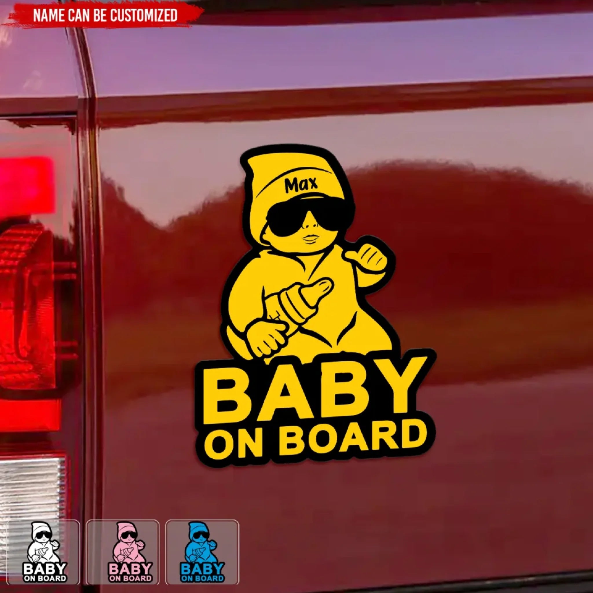 Baby On Board - Personalized Car Magnet, Funny Cool Sunglasses Baby Car Magnet, Gift for New Mom/New Dad
