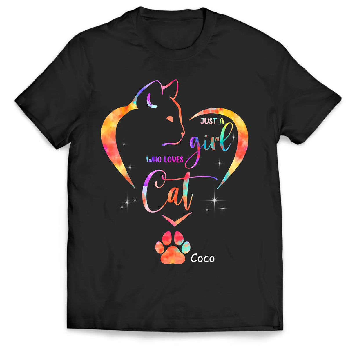 Colorful Just A Girl Who Loves Cats - Personalized T-shirt, Gift For Cat lover