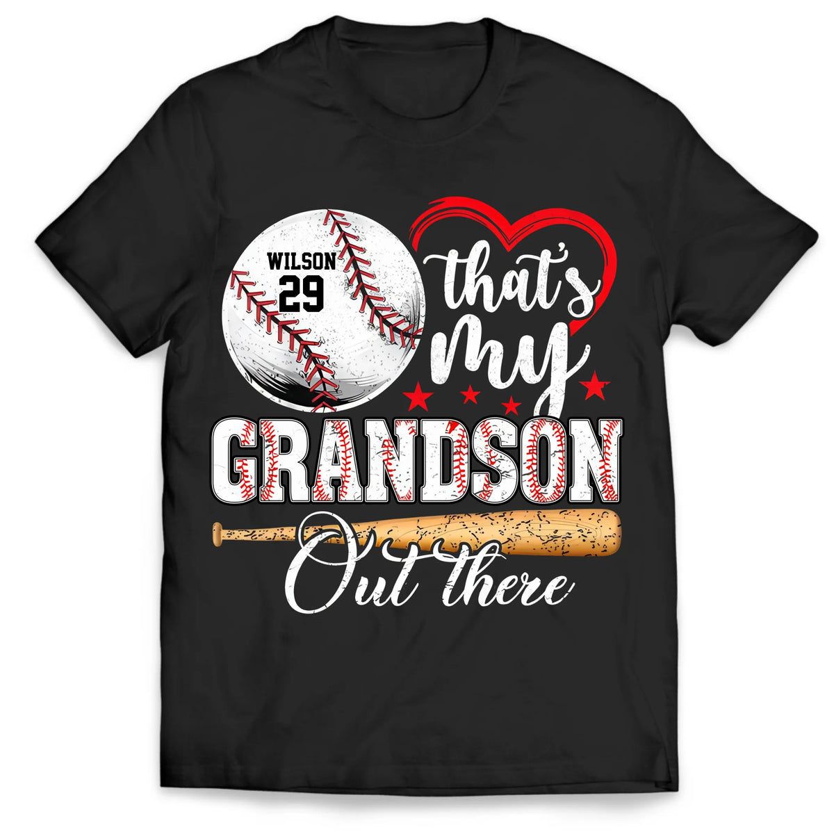 Baseball Fan That's My Grandson Out There - Personalized T-Shirt, Sport Gift For Family, Sport Fan