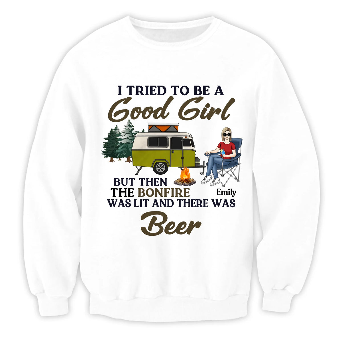 I Tried To Be A Good Girl But Then The Bonfire - Personalized T-Shirt, Gift for Camper