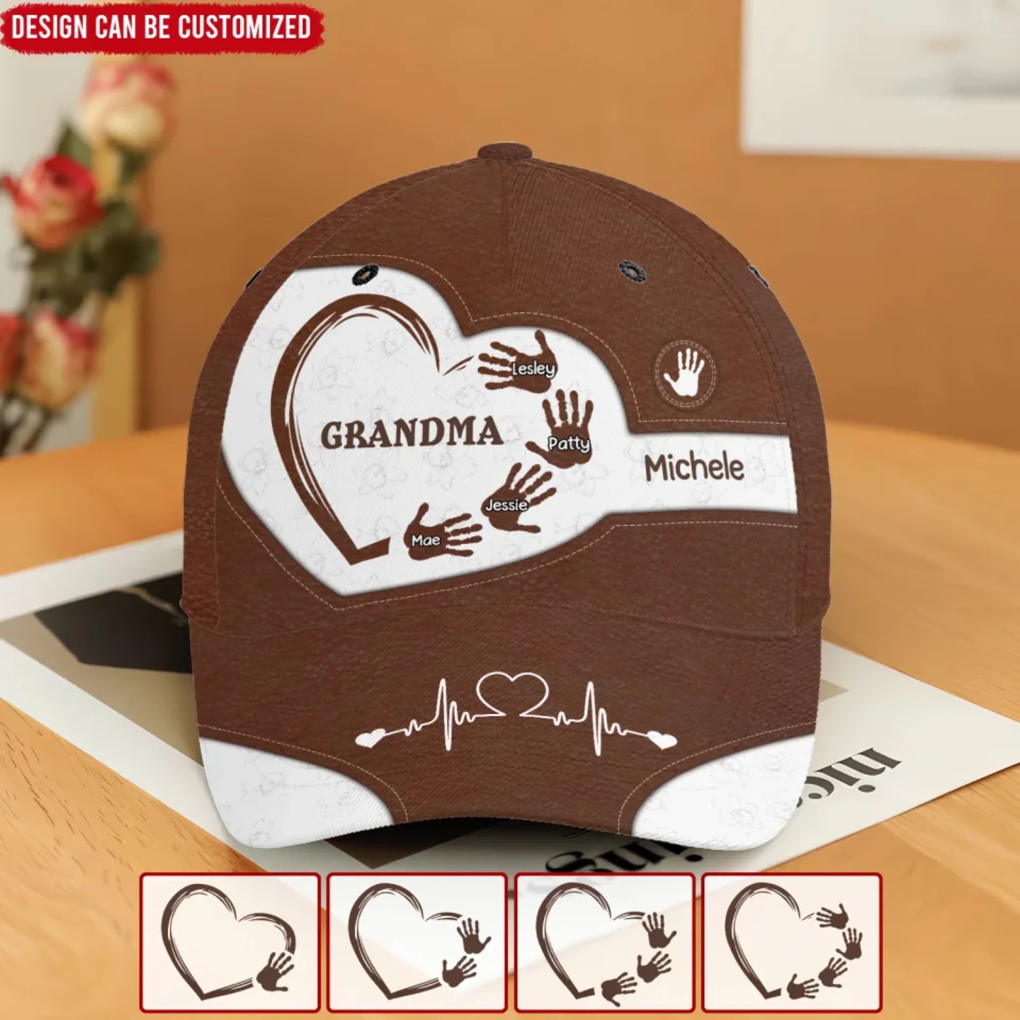 Grandma Handprints - Personalized Classic Cap, Gift For Grandma, Gift For Mom