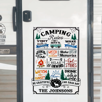 Camping Rules - Personalized Decal, Gift For Camping Lover