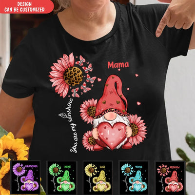Gnome Grandma Mom Butterfly Kids - Personalized T-Shirt, Gift For Grandma/ Mom, Leopard Grandma Shirt