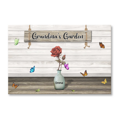 Grandma's Garden, Custom Birth Month Flowers Canvas , Gift For Grandma