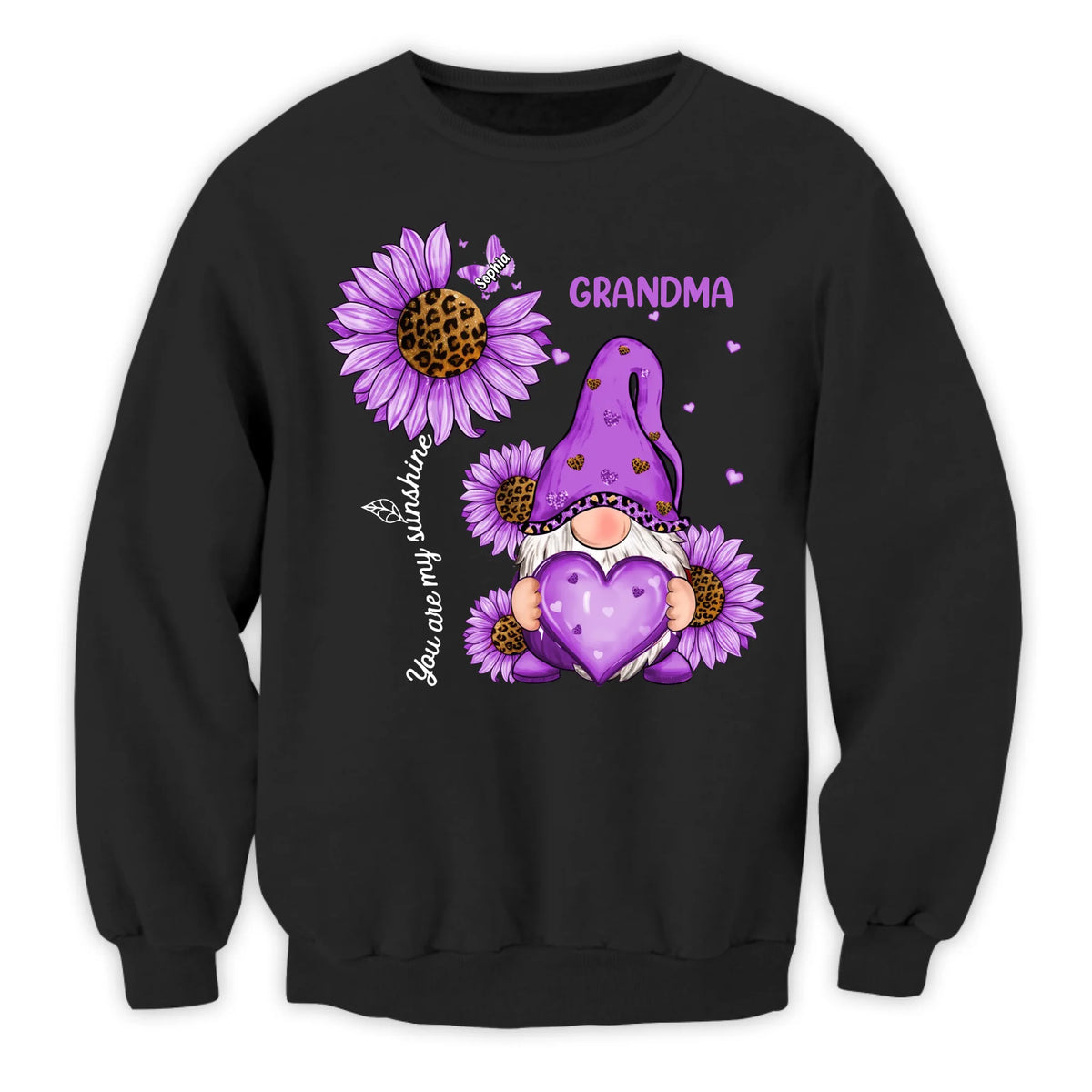 Gnome Grandma Mom Butterfly Kids - Personalized T-Shirt, Gift For Grandma/ Mom, Leopard Grandma Shirt