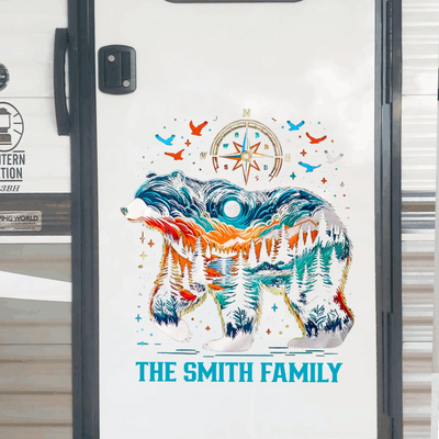 Forest Bear Wildlife - Personalized Decal, Gift For Camping Lovers, Camping Bear Decal