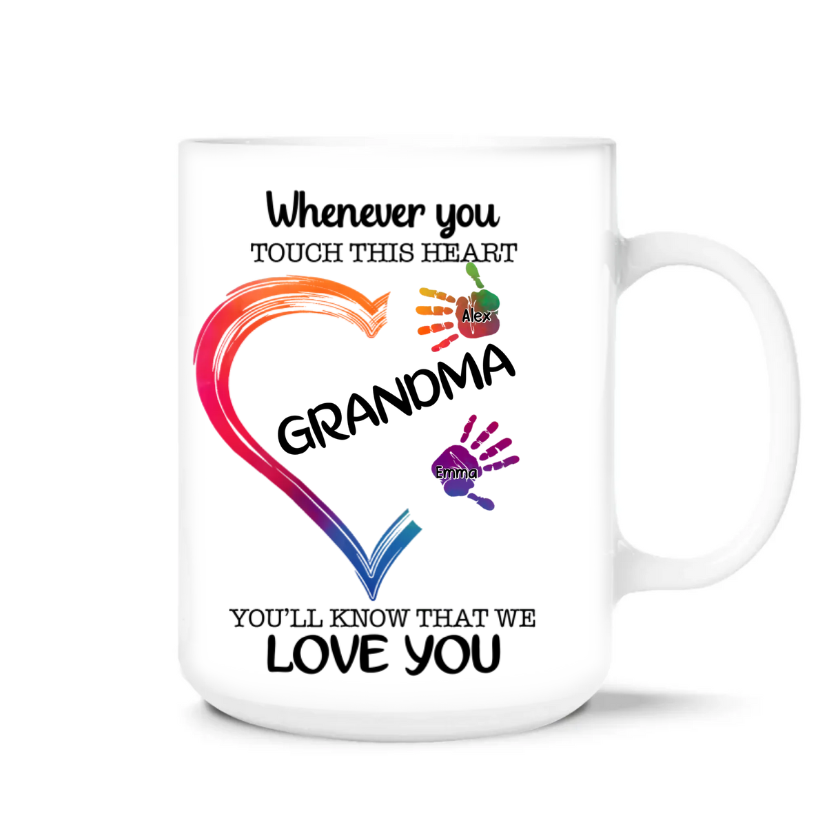 Whenever You Touch This Heart - Personalized Mug, Family Gift, Watercolor Family Mug