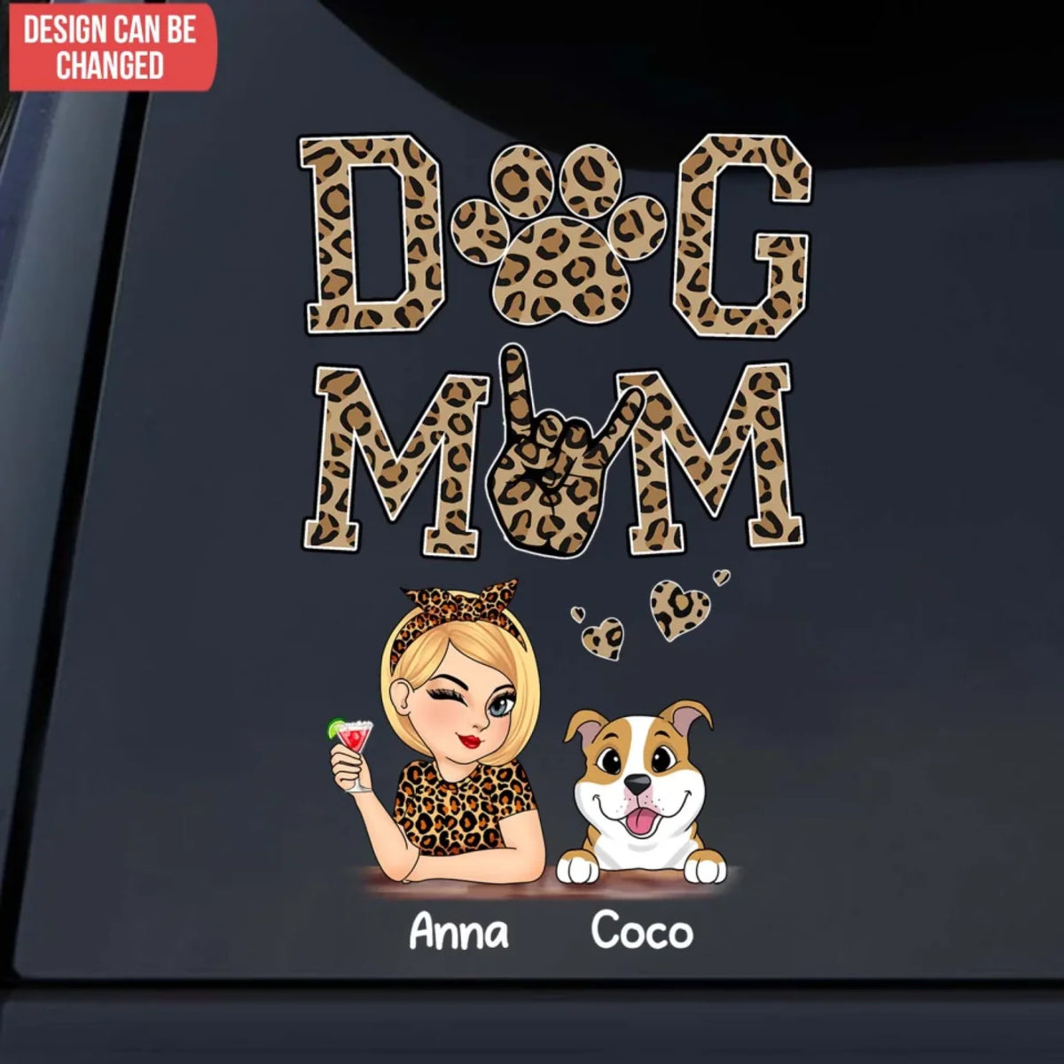 Leopard Dog Mom - Personalized Decal, Gift For Dog Lovers, Dog Leopard Decal