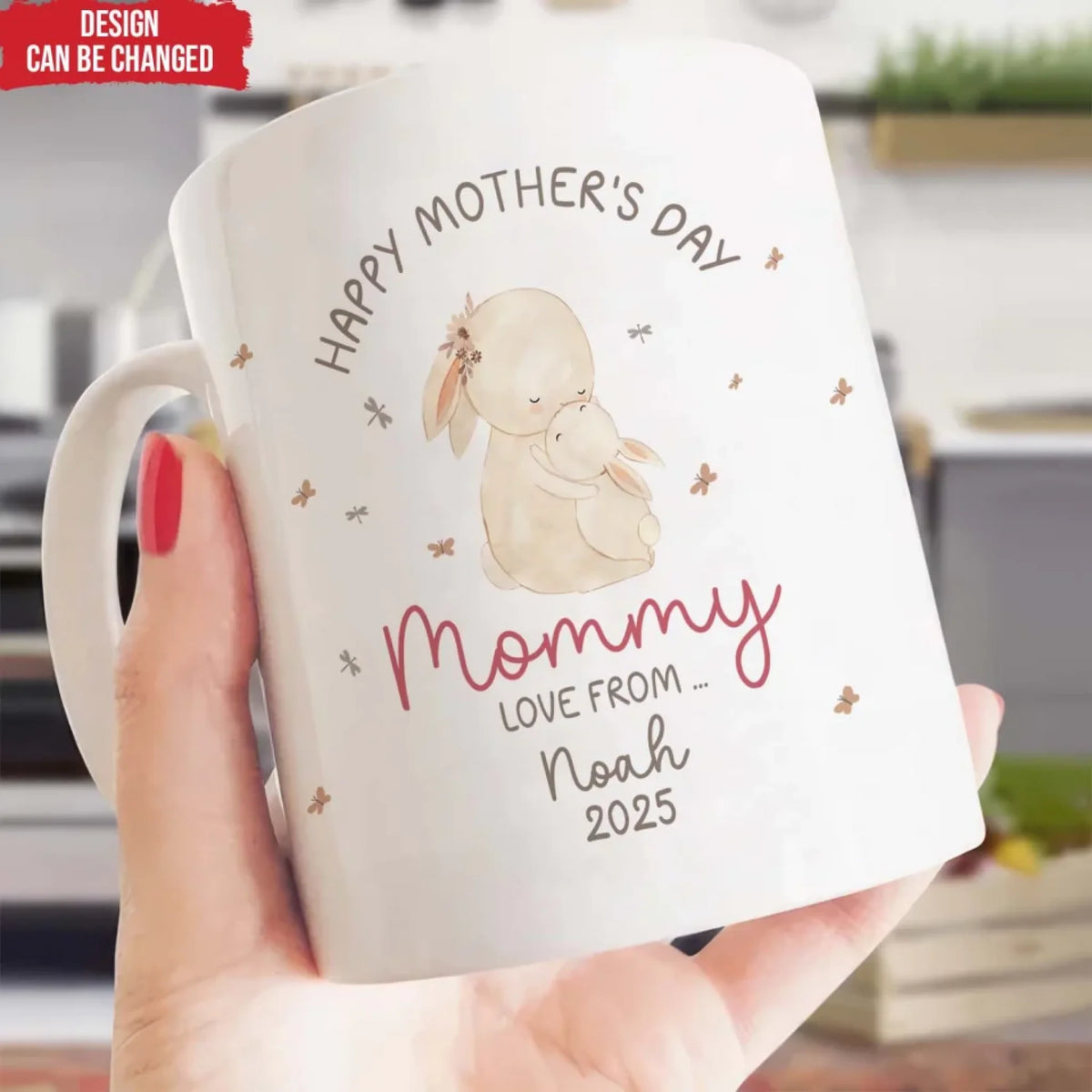 Happy First Mother's Day Bunny - Personalized Mug, Gift for New Mom, First Mother's Day Gift