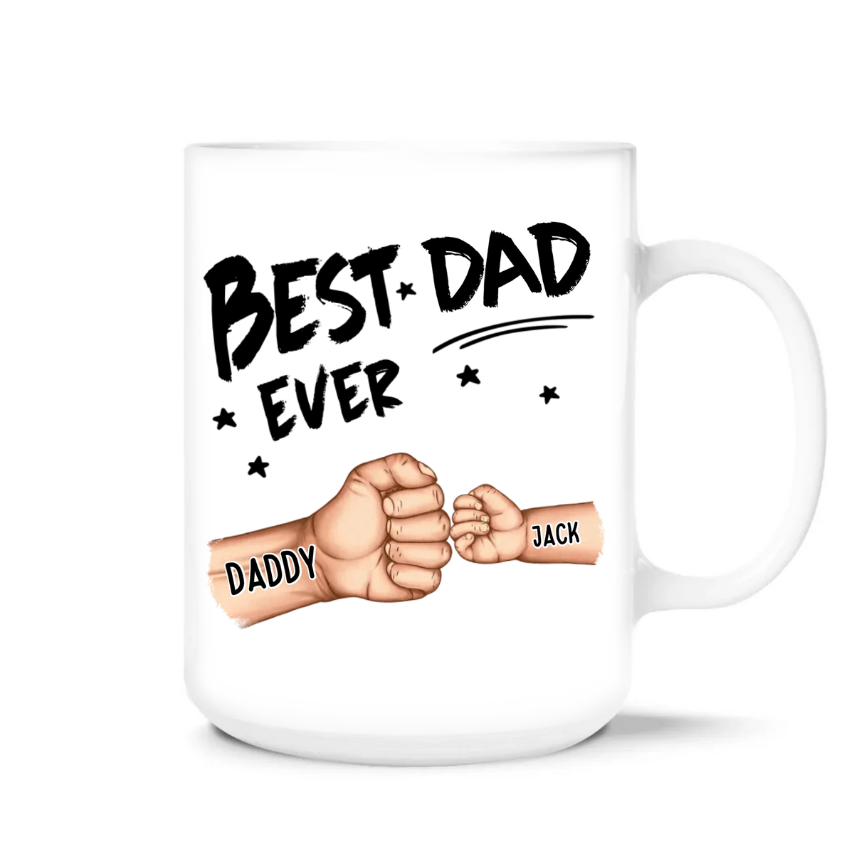 Best Dad Ever Fist Bump - Personalized Mug, Gift for Dad/Grandpa, Father's Day Gift