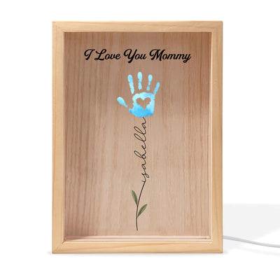 We Love You Mommy - Personalized Frame Light Box, Flower Handprint Custom Name, Gift for Mo/Grandma