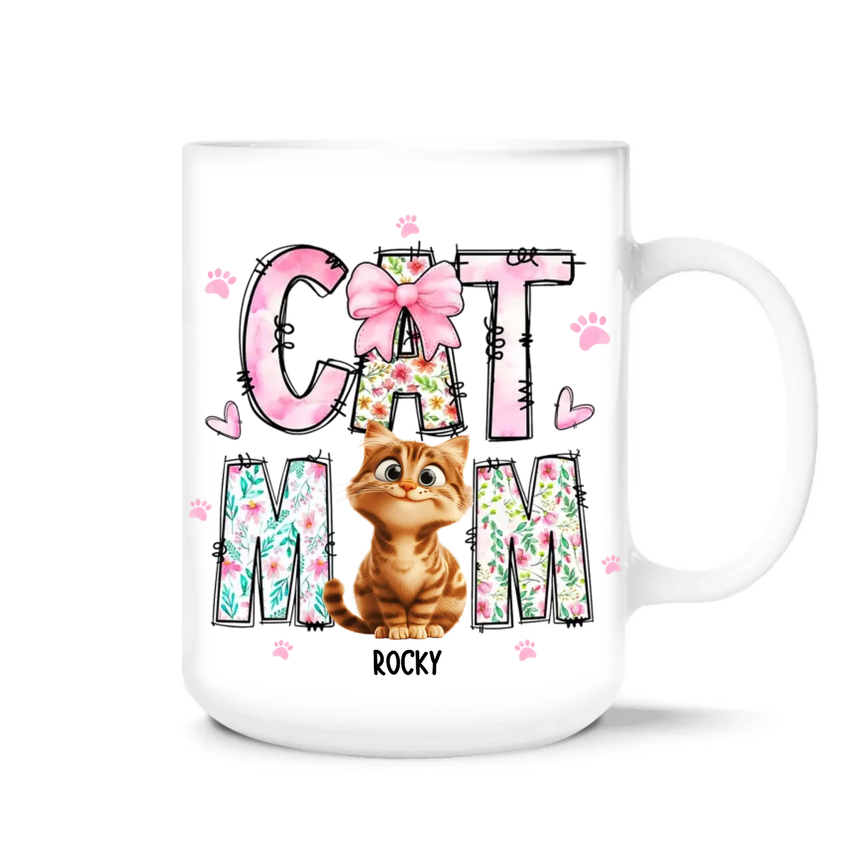 Cat Mom - Personalized Mug, Gift for Cat Mom, Cat Lover Gift, Cute Cat Coffee Cup